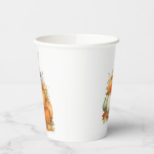 Gobelets En Papier Joli lapin et citrouille automne Anniversaire (Gauche)