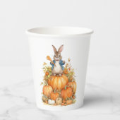 Gobelets En Papier Joli lapin et citrouille automne Anniversaire (Recto)