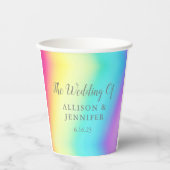 Gobelets En Papier Joli Mariage arc-en-ciel personnalisé (Recto)