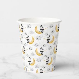 Gobelets En Papier Joli motif de panda pêcheur aquarelle pour anniver