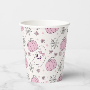 Gobelets En Papier Joli motif d'Halloween de citrouille rose