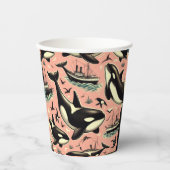Gobelets En Papier Joli Motif Orca Vintage (Recto)