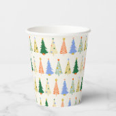 Gobelets En Papier Joli Noël Arbres Rouge Vert Boho (Verso)