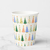 Gobelets En Papier Joli Noël Arbres Rouge Vert Boho (Droite)