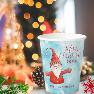 Gobelets En Papier Joli Noël Bleu Rouge Bleu Élégant