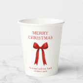 Gobelets En Papier Joli Noël Rouge Bow (Recto)