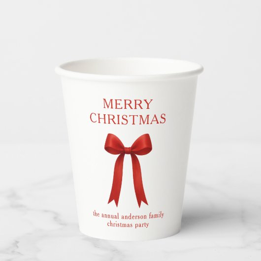 Gobelets En Papier Joli Noël Rouge Bow (Recto)