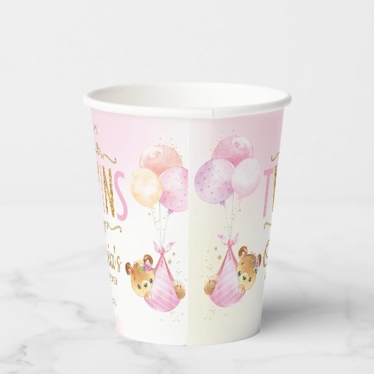 Gobelets En Papier Joli Nounours Twins Baby Girls Baby shower (Droite)