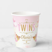 Gobelets En Papier Joli Nounours Twins Baby Girls Baby shower (Recto)