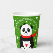 Gobelets En Papier Joli Panda d'anniversaire avec Casquette Bowler &  (Verso)