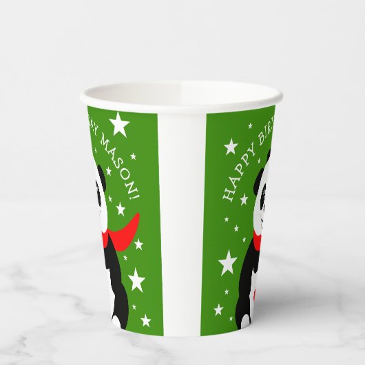 Gobelets En Papier Joli Panda d'anniversaire avec Casquette Bowler &  (Gauche)