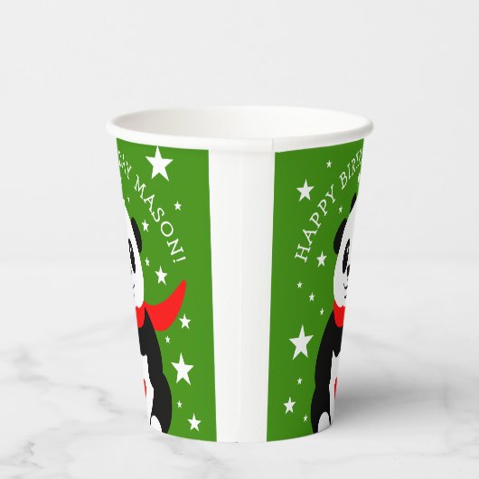 Gobelets En Papier Joli Panda d'anniversaire avec Casquette Bowler &  (Droite)