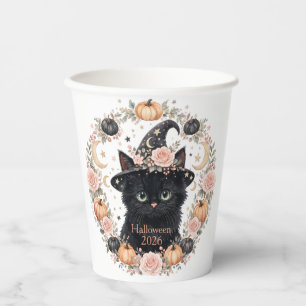 Gobelets En Papier Joli papier Halloween Chat Noir