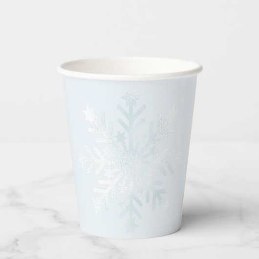 Gobelets En Papier Joli Pastel Blue Winter Quince Snowflakes (Verso)