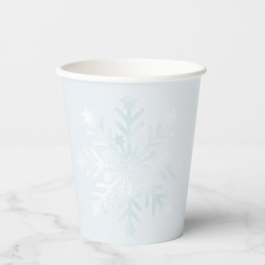 Gobelets En Papier Joli Pastel Blue Winter Quince Snowflakes (Recto)