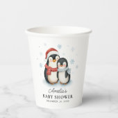 Gobelets En Papier Joli Penguin d'hiver Famille Baby shower de Noël (Recto)