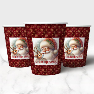 Gobelets En Papier Joli Père Noël & Tasse en papier pour fête de Noël