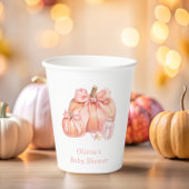 Gobelets En Papier Joli petit Baby shower Citrouille rose Bow