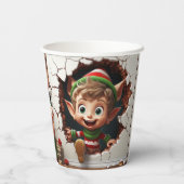 Gobelets En Papier Joli Petit Elfe Noël 3D (Verso)