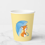 Gobelets En Papier Joli Petit Renard dormant sous parapluie sur Jaune (Verso)