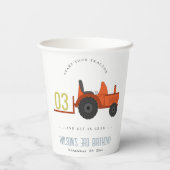 Gobelets En Papier Joli Red Rust Farm Tractor Enfants N'importe quel (Verso)