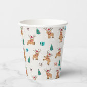 Gobelets En Papier Joli renne de Noël (Recto)