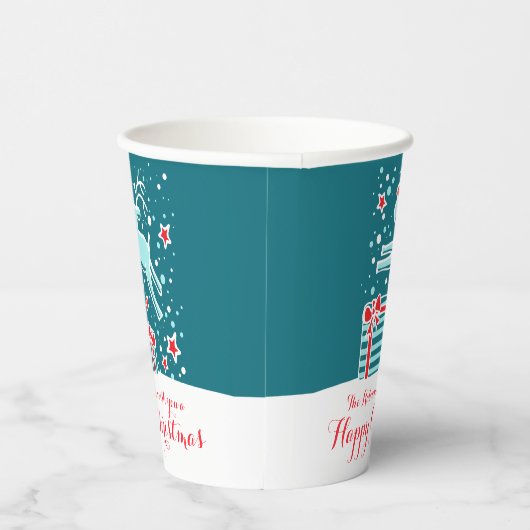 Gobelets En Papier Joli rennes de Noël turquoise coutume rouge (Droite)