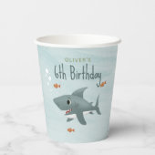 Gobelets En Papier Joli requin Océan Enfants d'anniversaire (Verso)