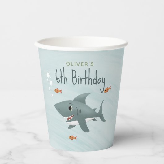 Gobelets En Papier Joli requin Océan Enfants d'anniversaire (Recto)