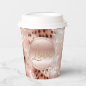 Gobelets En Papier Joli Rose Gold Leopard Bokeh (Recto)