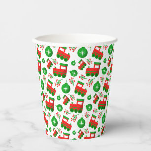Gobelets En Papier Joli tracteur de Noël Berries Motif d'ornement