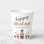 Gobelets En Papier Jolie 4 juillet Rouge Blanc Et Bleu (Verso)