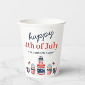 Gobelets En Papier Jolie 4 juillet Rouge Blanc Et Bleu (Recto)