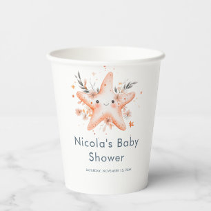 Gobelets En Papier Jolie Baby Shower Étoile de Mer Florale