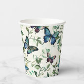 Gobelets En Papier Jolie Baby Shower Papillons Bleus (Verso)