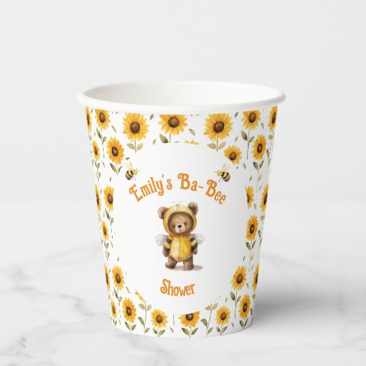 Gobelets En Papier Jolie Bee Bear Ba-Bee Douche au miel (Recto)