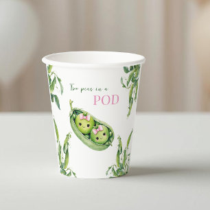 Gobelets En Papier Jolie Deux Petits Pois Dans Une Cosse Rose Filles