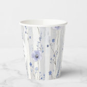 Gobelets En Papier Jolie Douche Mariage Floral Blanc Lavande Rayures (Gauche)