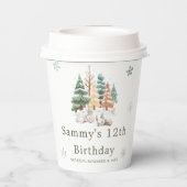 Gobelets En Papier Jolie fête d'anniversaire des lapins d'hiver (Verso)