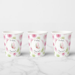 Gobelets En Papier Jolie fête de mariage aux renoncules rose menthe