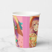 Gobelets En Papier Jolie fille Anime tenant une pizza (Droite)
