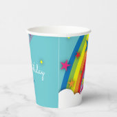 Gobelets En Papier Jolie fille Etoiles arc-en-ciel Ciel Nuages & Nom (Droite)