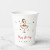 Gobelets En Papier Jolie fille rose Ballerina fête d'anniversaire (Recto)