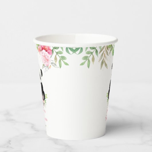 Gobelets En Papier Jolie fille rose florale Baby shower d'ours Panda (Gauche)
