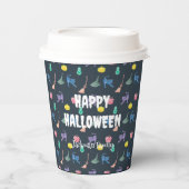 Gobelets En Papier Jolie Halloween avec petits citrouilles et fantôme (Recto)