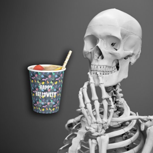 Gobelets En Papier Jolie Halloween avec petits citrouilles et fantôme