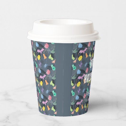 Gobelets En Papier Jolie Halloween avec petits citrouilles et fantôme (Droite)