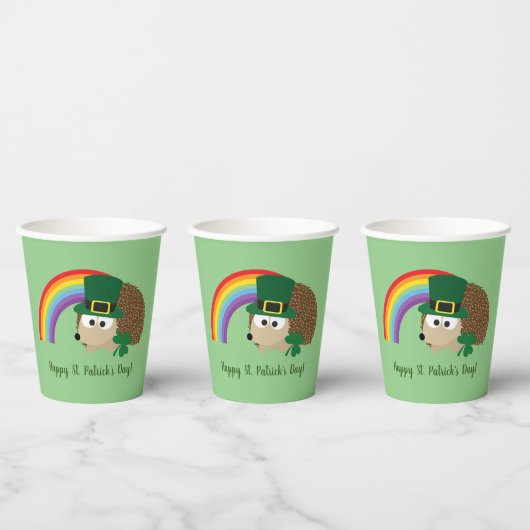 Gobelets En Papier Jolie Hedgehog Leprechaun Saint Patrick's Day (Multi)