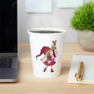 Gobelets En Papier Jolie illustration de gnome de fille de Noël