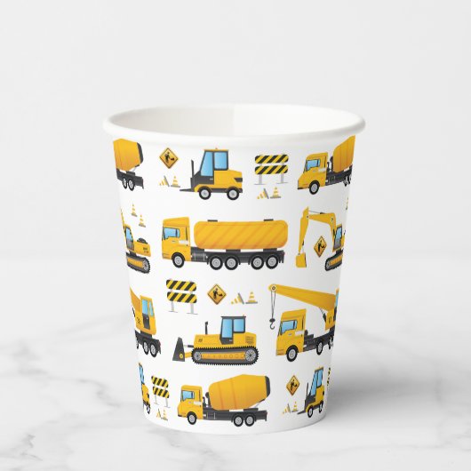 Gobelets En Papier Jolie Jaune Construction Camion Truck Kids Party (Gauche)